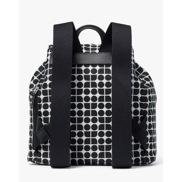 New Kate Spade Noel Medium Backpack Jacquard Fabric Black Multi - Picture 3 of 6